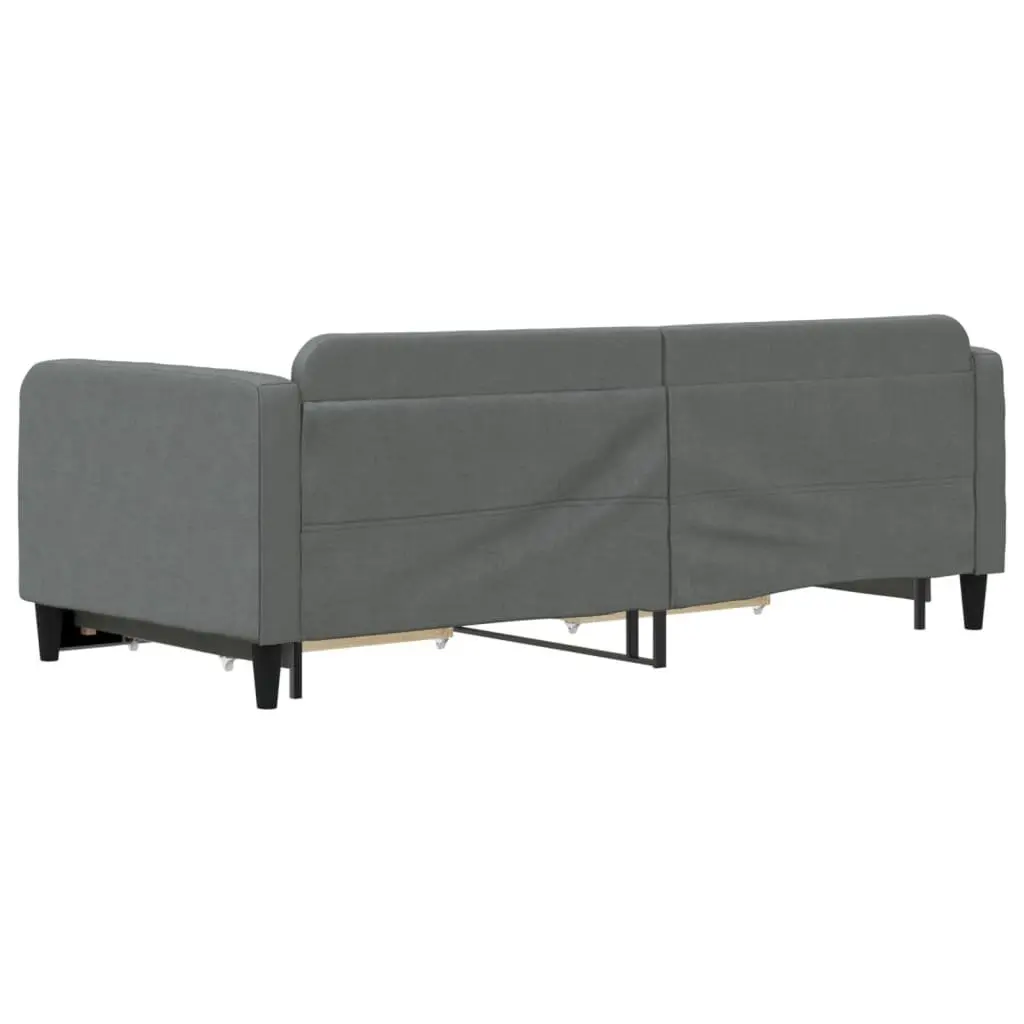 Daybed with Trundle and Storage Drawers Grey 90 x 190 cm Sofa Bed