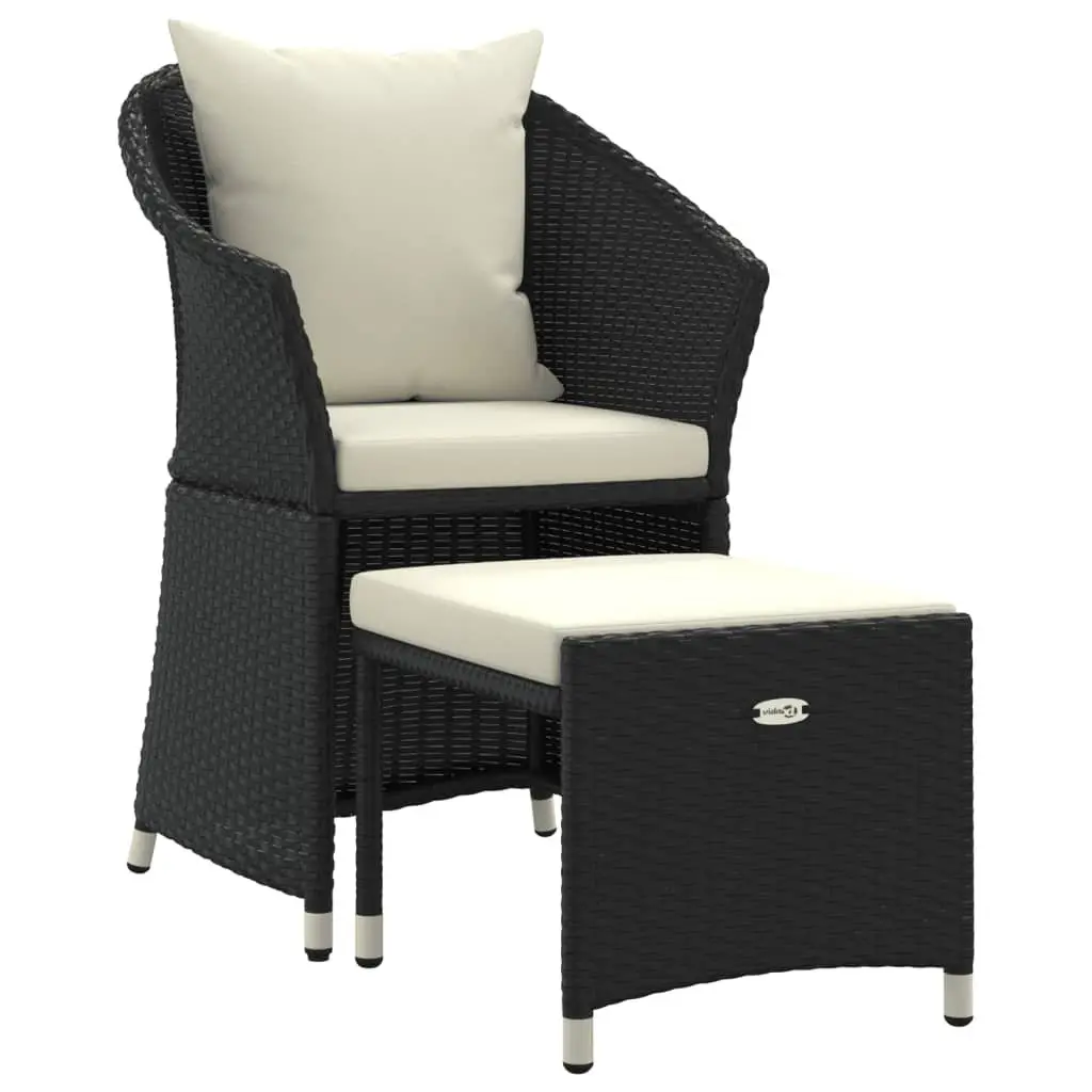 2 Piece Outdoor Garden Lounge Set Black Poly Rattan
