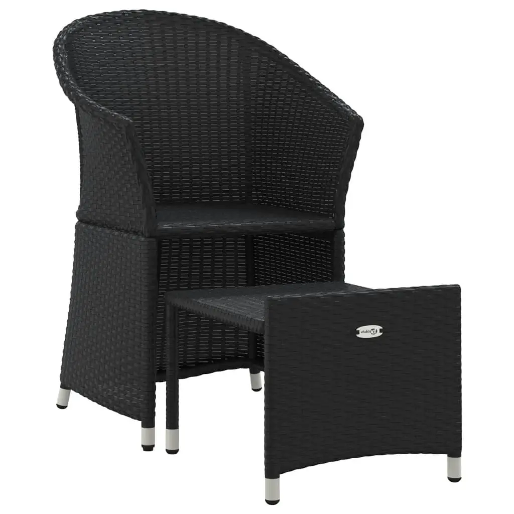 2 Piece Outdoor Garden Lounge Set Black Poly Rattan
