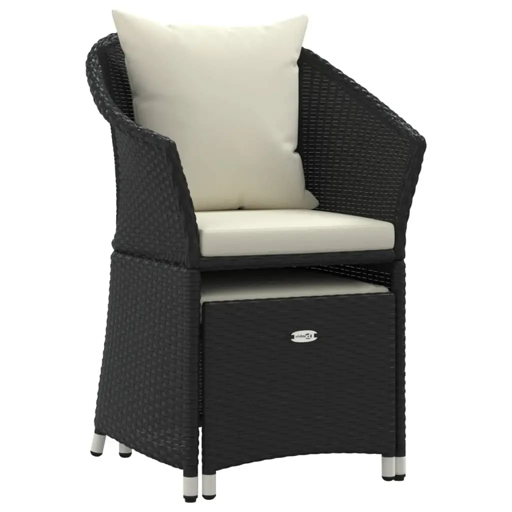 2 Piece Outdoor Garden Lounge Set Black Poly Rattan