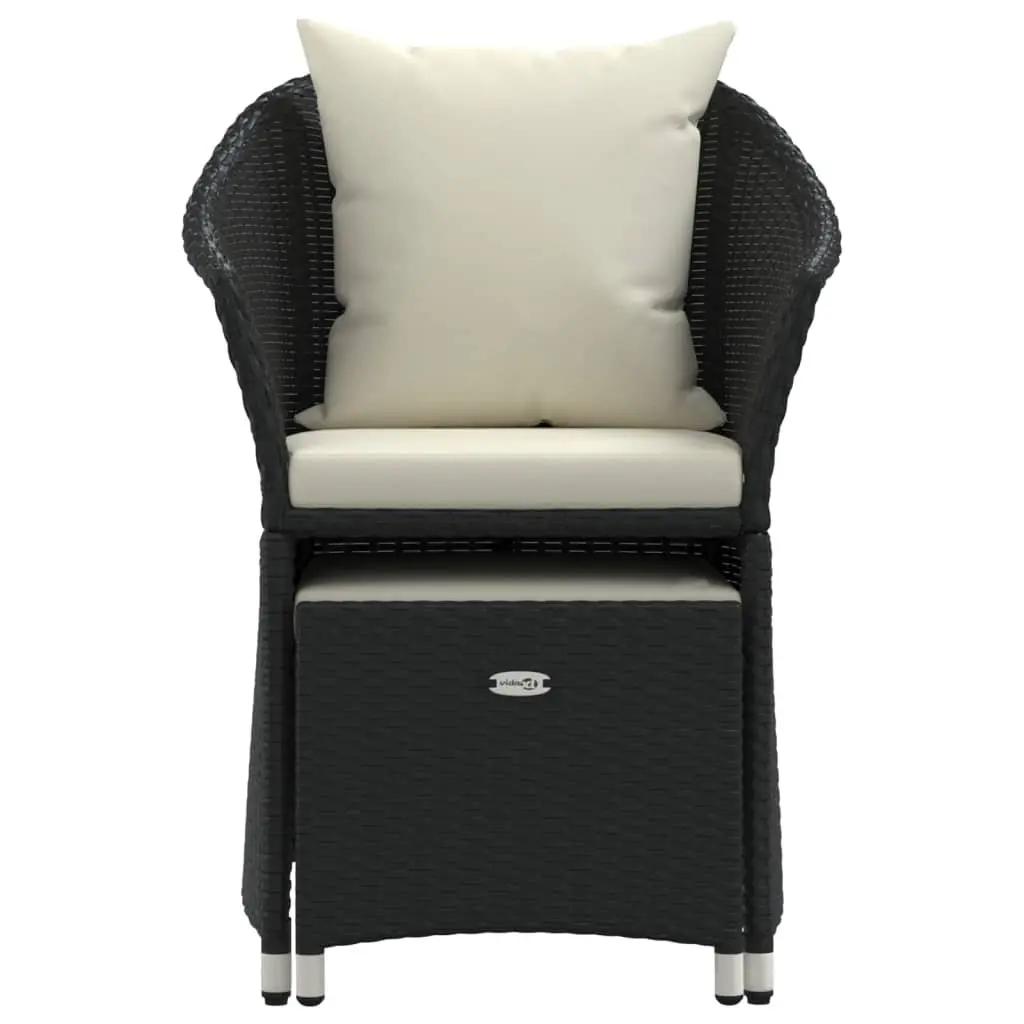 2 Piece Outdoor Garden Lounge Set Black Poly Rattan