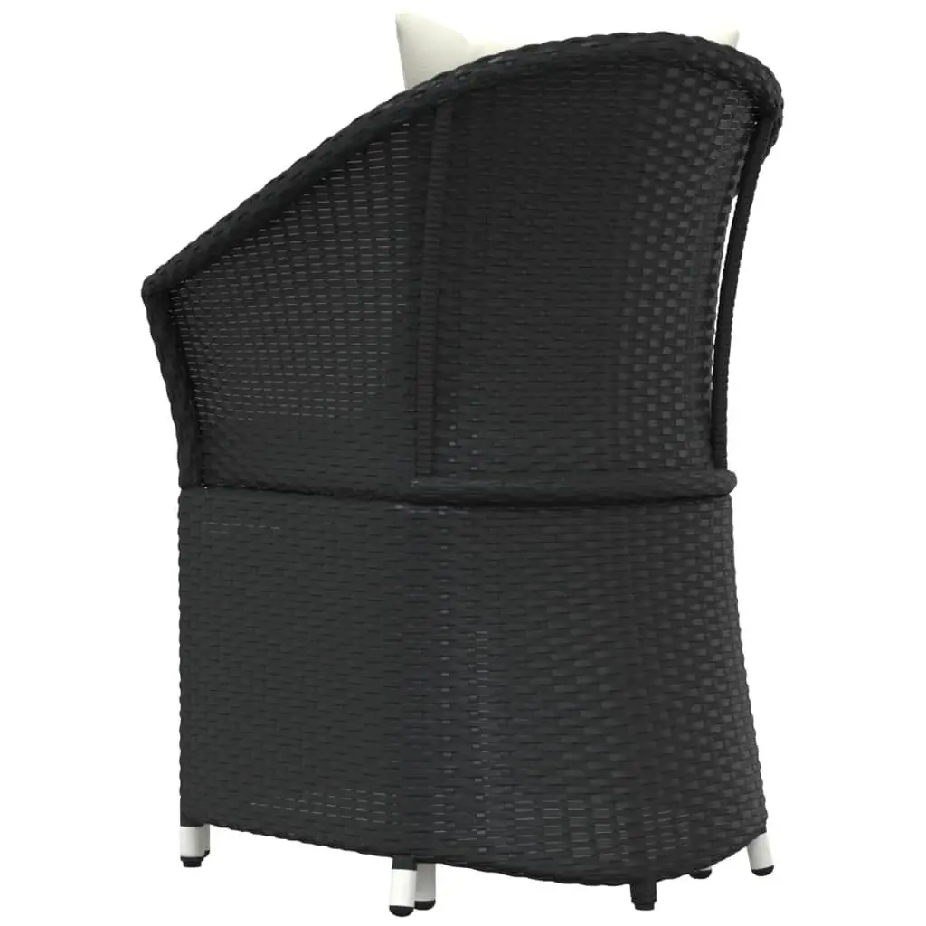 2 Piece Outdoor Garden Lounge Set Black Poly Rattan