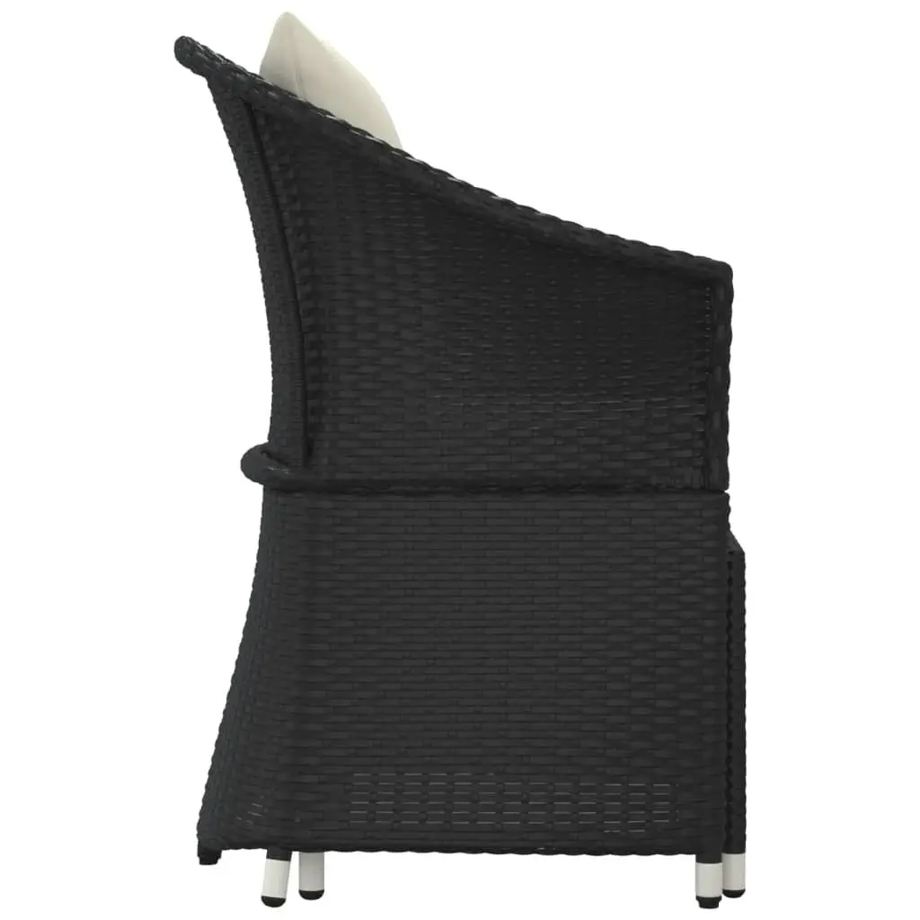 2 Piece Outdoor Garden Lounge Set Black Poly Rattan