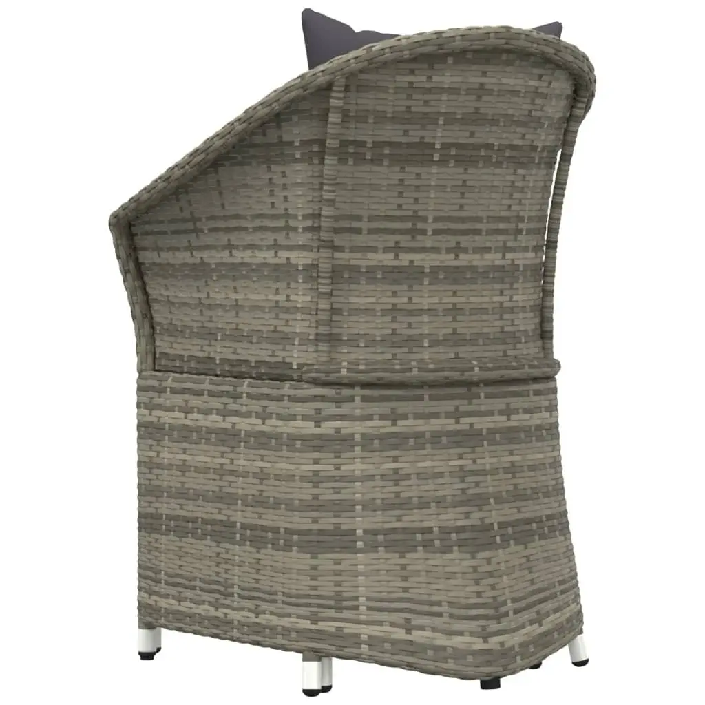 Grey Poly Rattan Outdoor Lounge Set 2 Piece with Cushions and Stool for Patio and Garden
