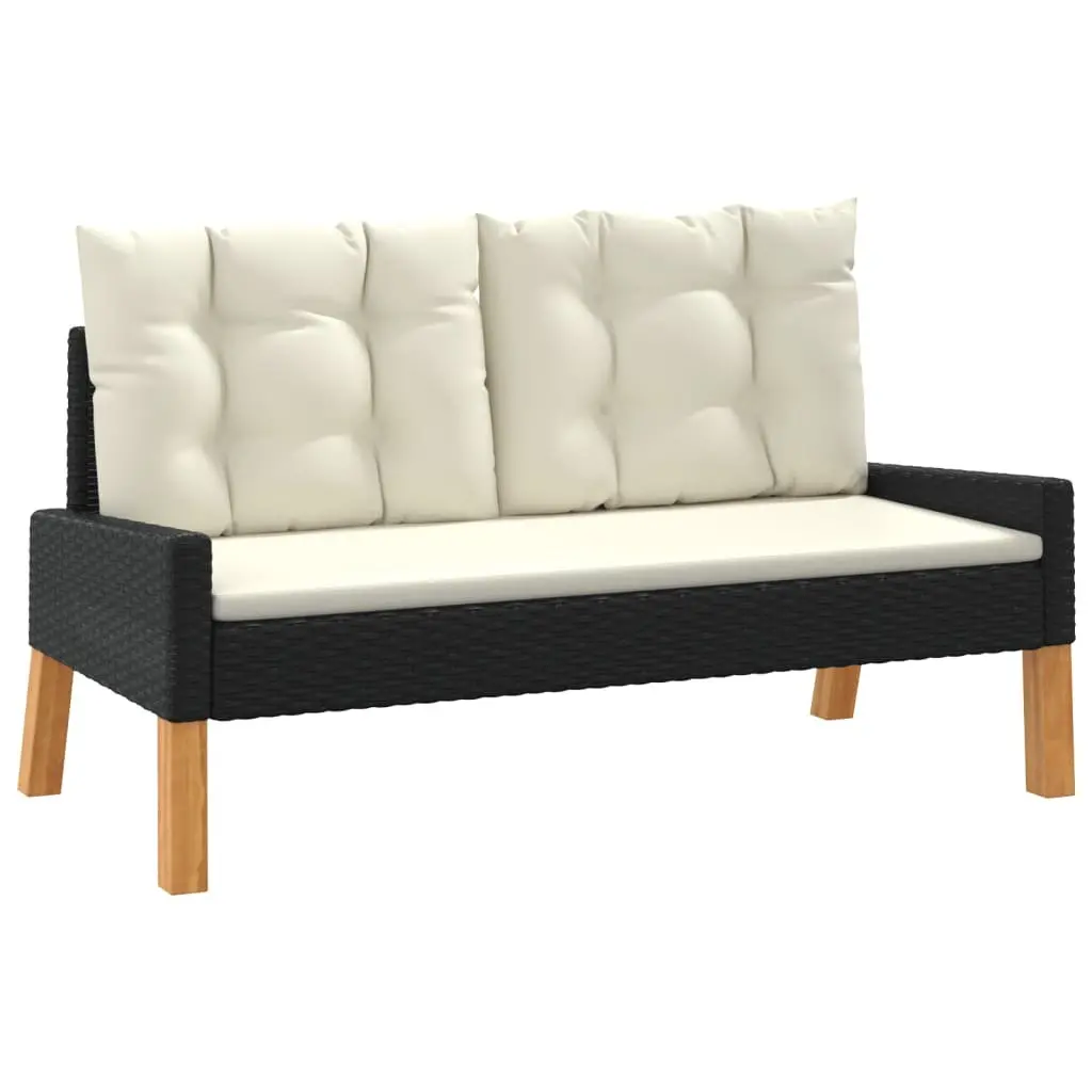 Garden Lounge Set Poly Rattan Black 4 Piece Outdoor Furniture with Cushions