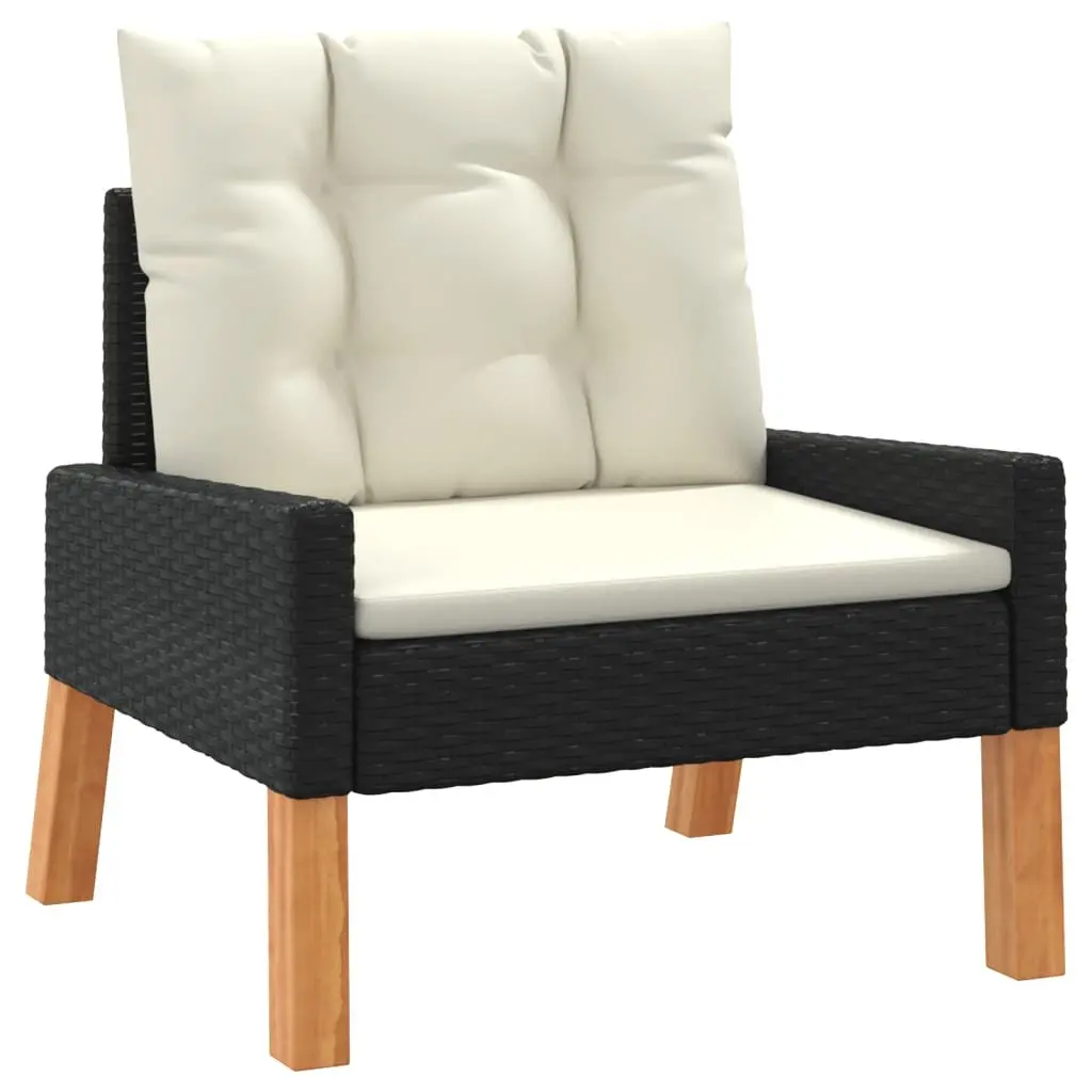 Garden Lounge Set Poly Rattan Black 4 Piece Outdoor Furniture with Cushions