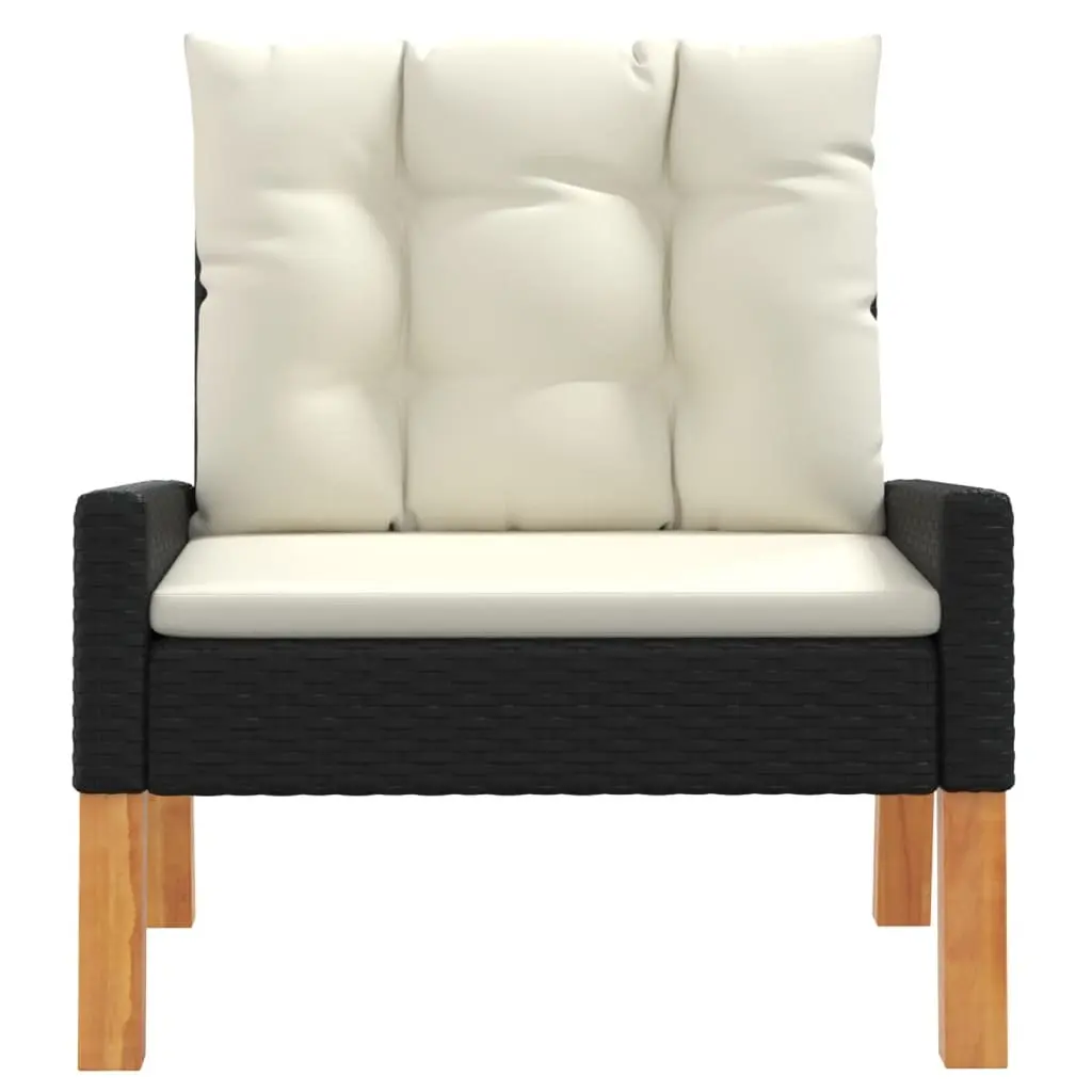 Garden Lounge Set Poly Rattan Black 4 Piece Outdoor Furniture with Cushions