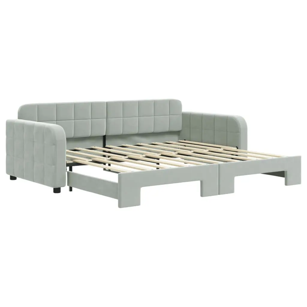 Daybed with Trundle Sofa Bed Grey 90x190 cm Space-Saving Guest Bedroom Furniture