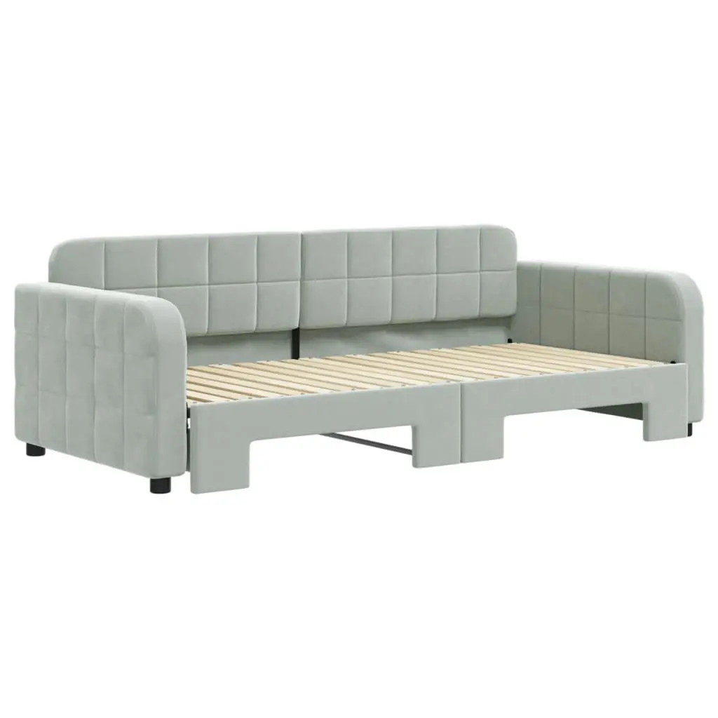 Daybed with Trundle Sofa Bed Grey 90x190 cm Space-Saving Guest Bedroom Furniture