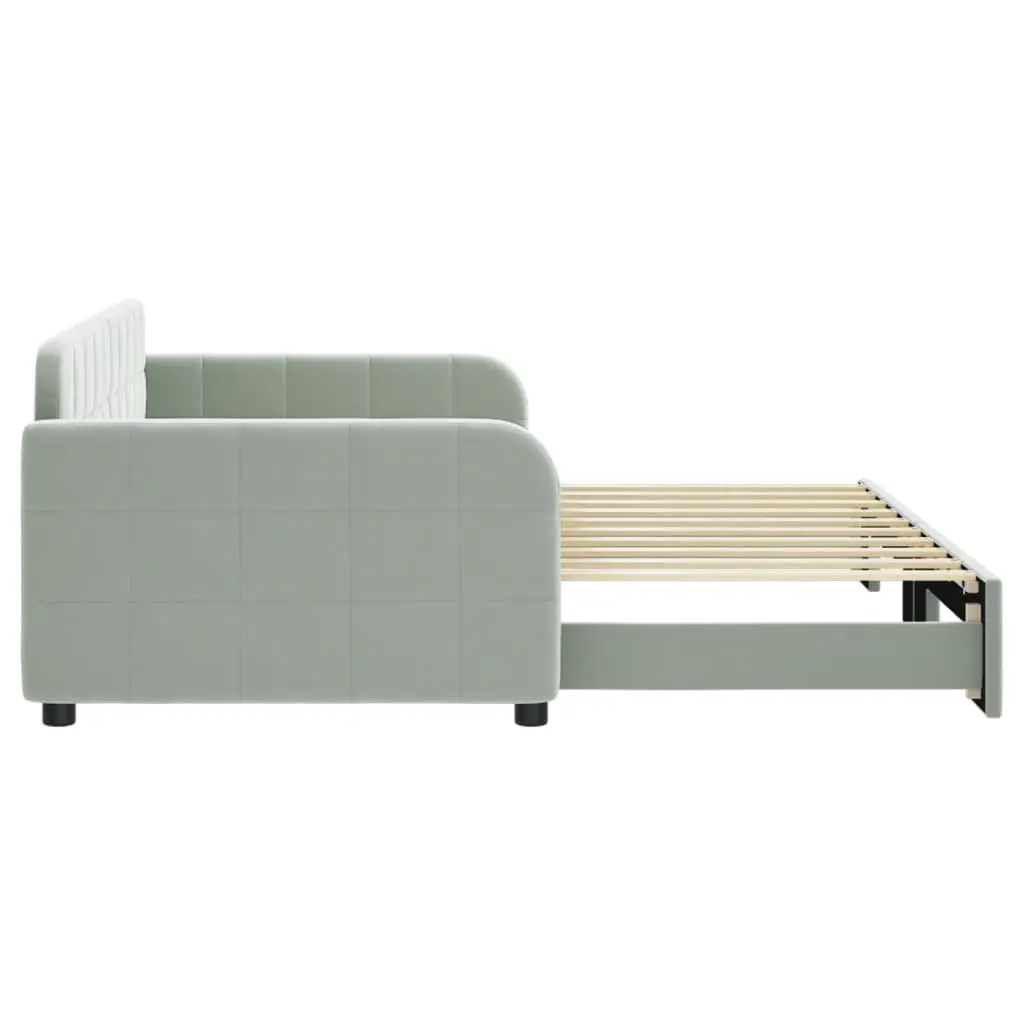 Daybed with Trundle Sofa Bed Grey 90x190 cm Space-Saving Guest Bedroom Furniture