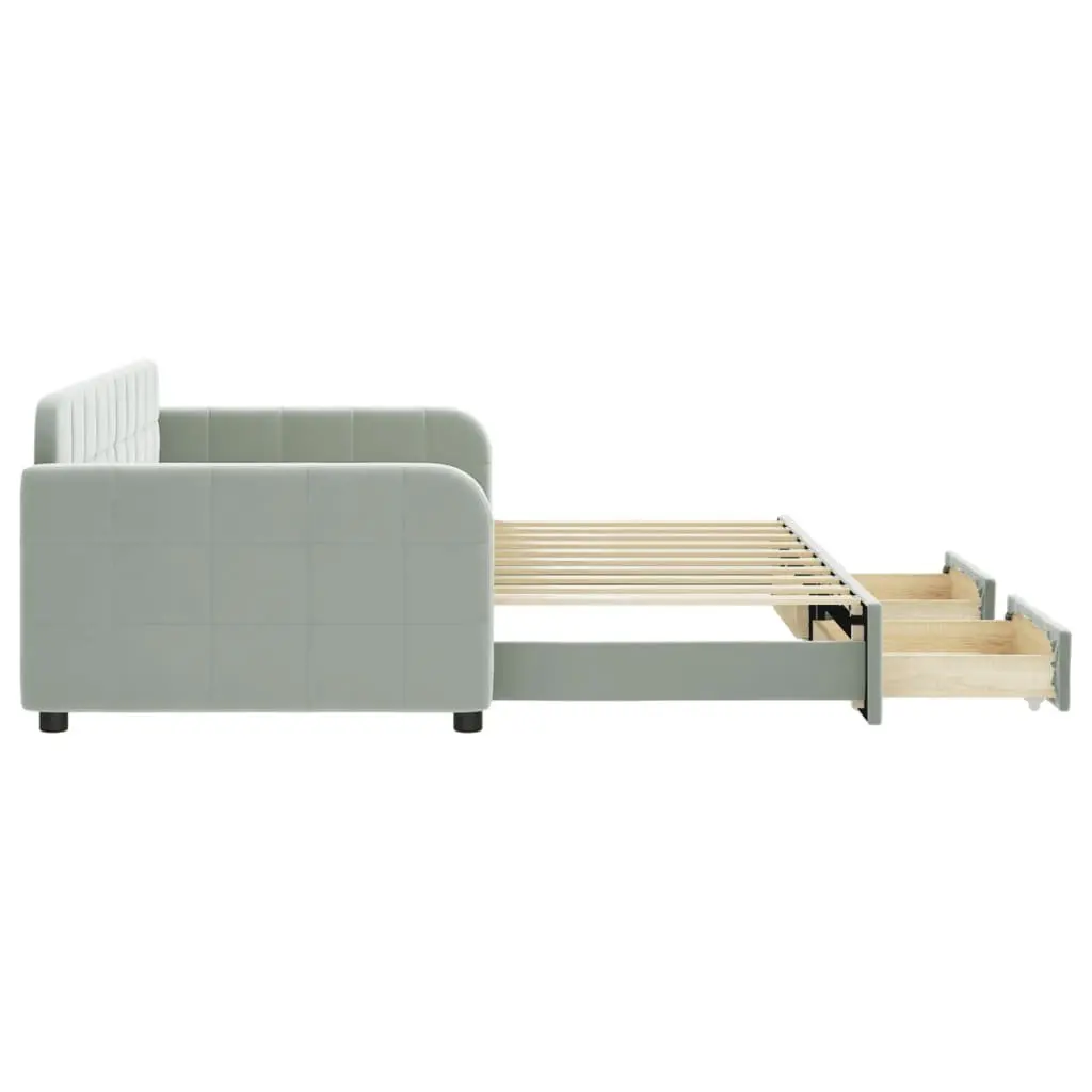Sofa Bed Daybed with Storage Drawers and Trundle Grey 90x190cm