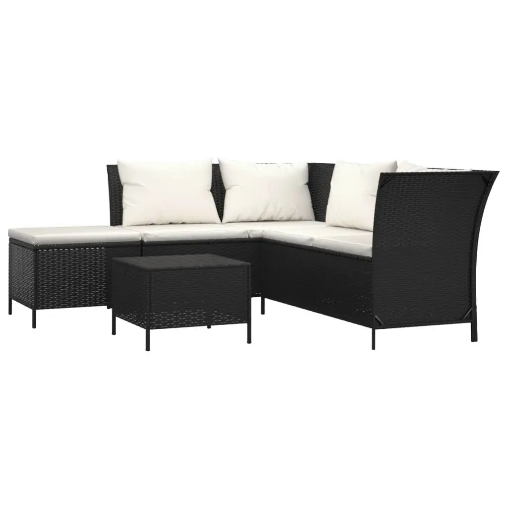 4 Piece Garden Lounge Set Outdoor Furniture Poly Rattan Black