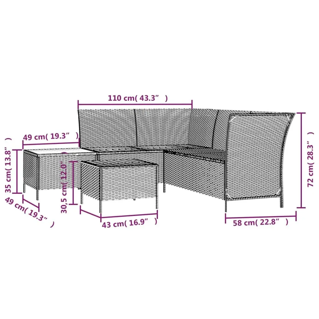 4 Piece Garden Lounge Set Outdoor Furniture Poly Rattan Black