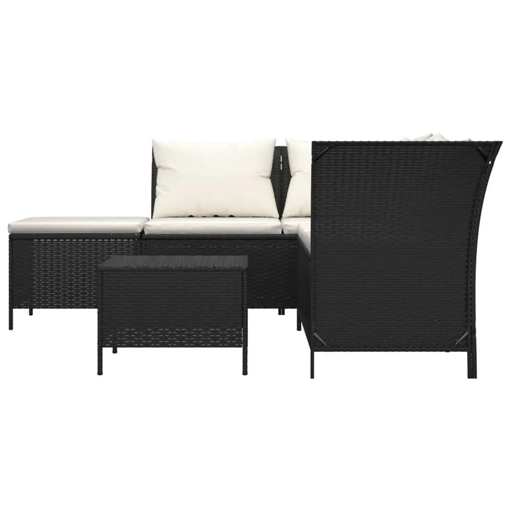 4 Piece Garden Lounge Set Outdoor Furniture Poly Rattan Black