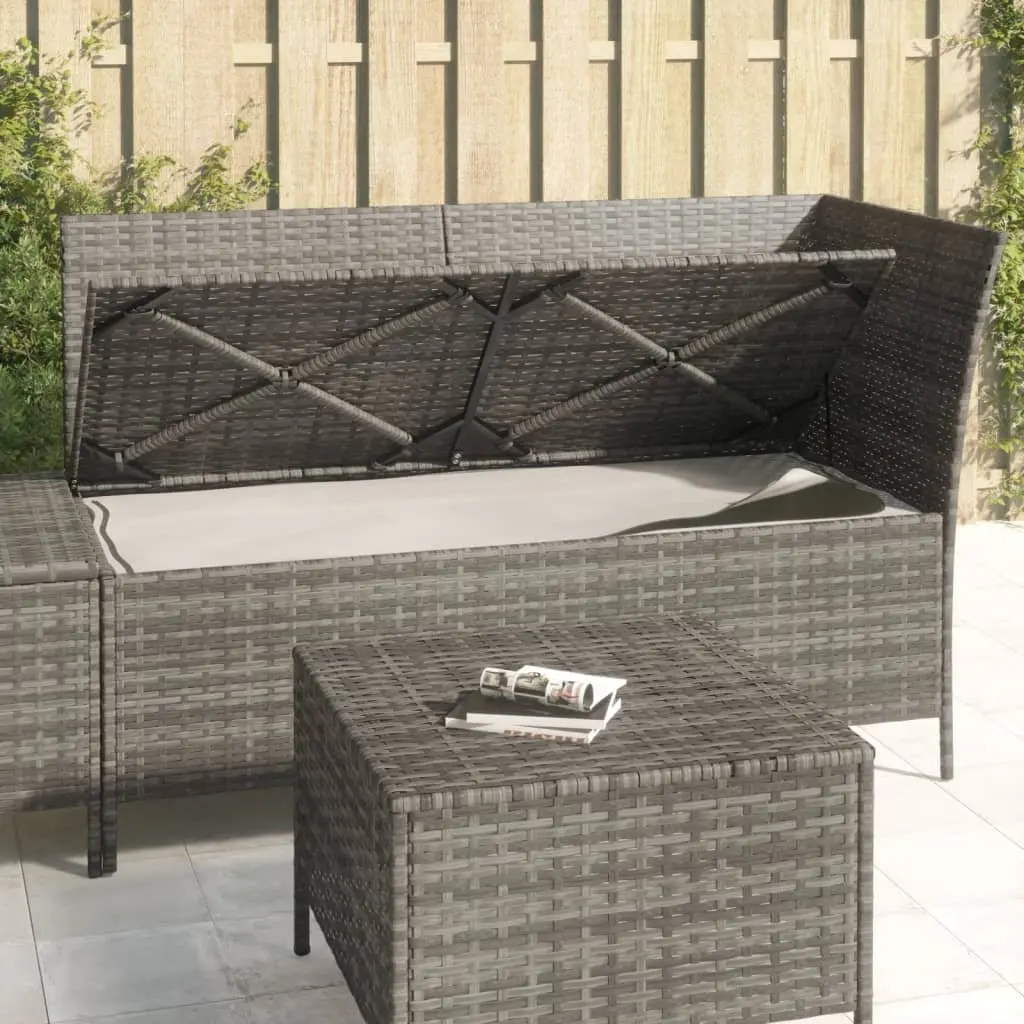 Garden Lounge Set 3 Piece Grey Poly Rattan Outdoor Furniture with Cushions