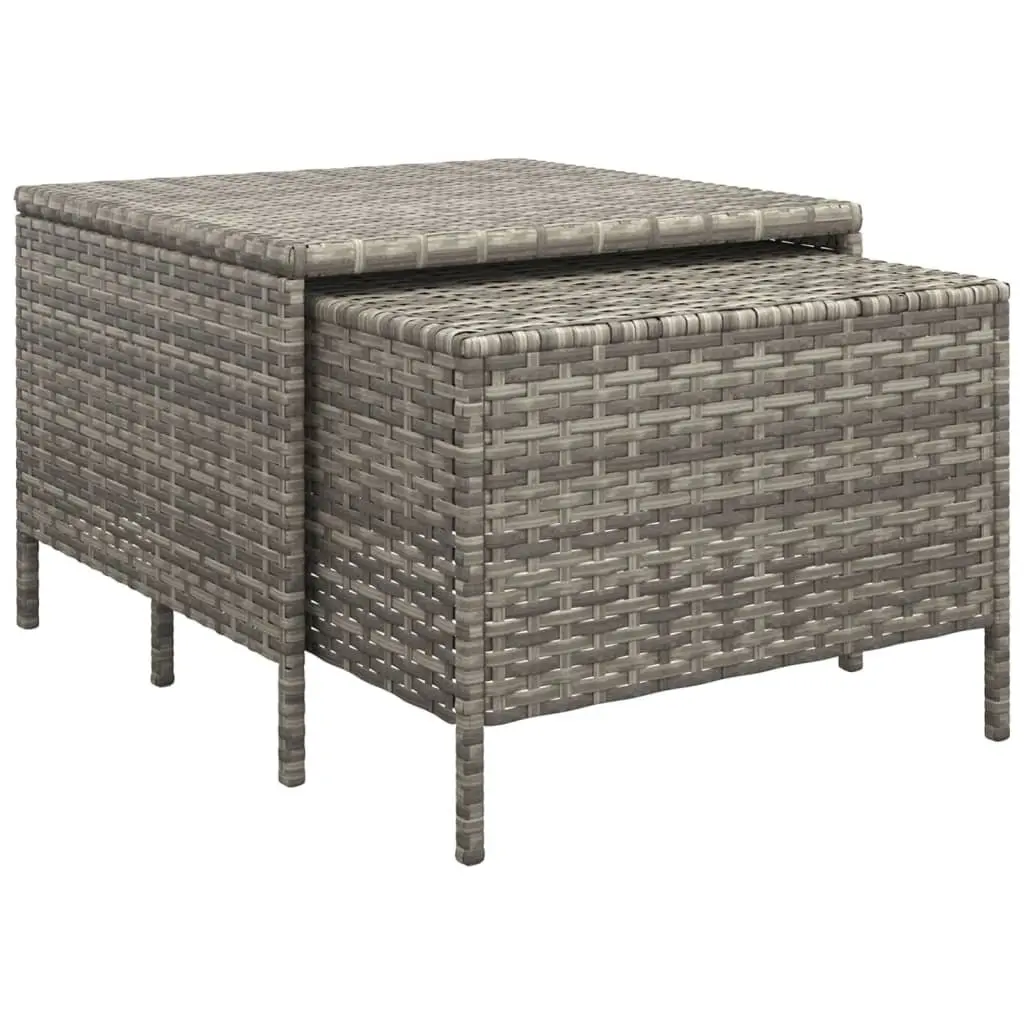 Garden Lounge Set 3 Piece Grey Poly Rattan Outdoor Furniture with Cushions