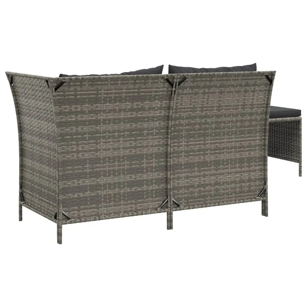 Garden Lounge Set 3 Piece Grey Poly Rattan Outdoor Furniture with Cushions