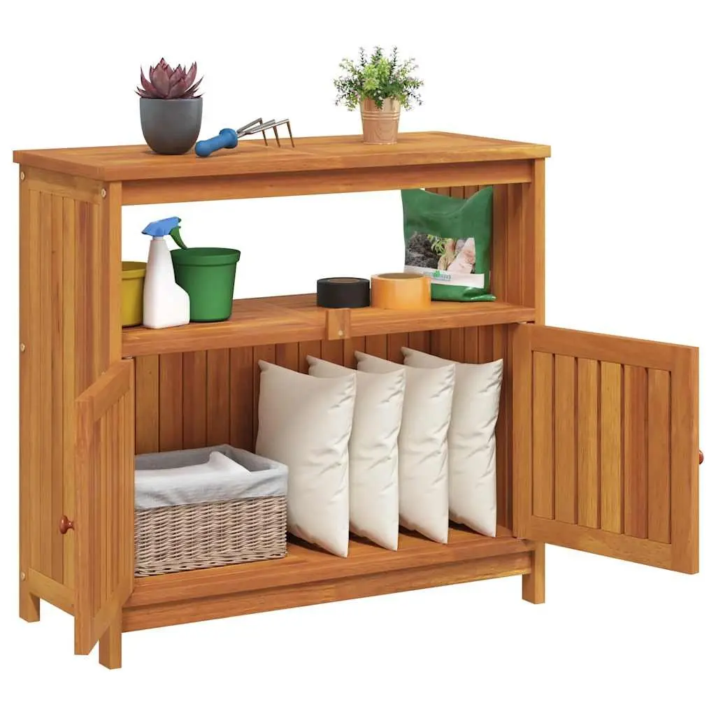 Garden Console Table Solid Acacia Wood 80x35x75cm Outdoor Storage Furniture