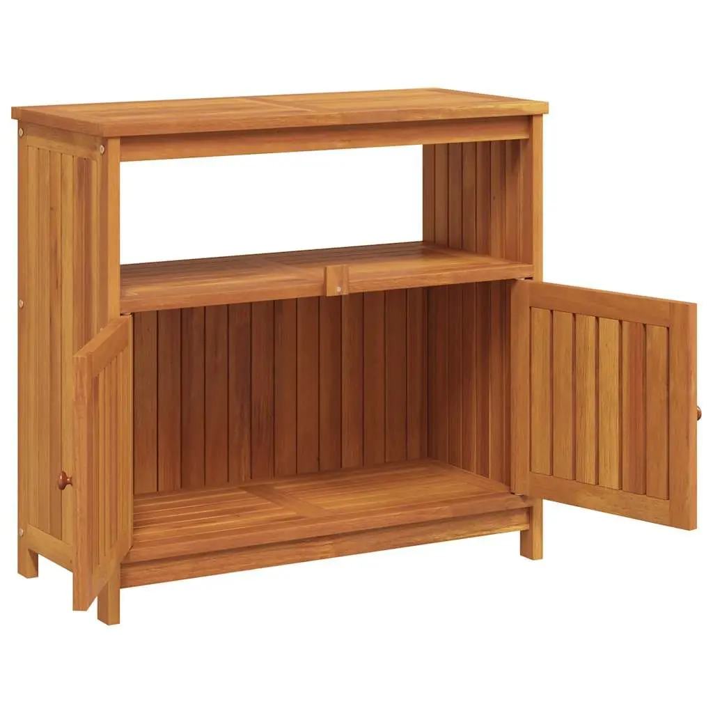 Garden Console Table Solid Acacia Wood 80x35x75cm Outdoor Storage Furniture