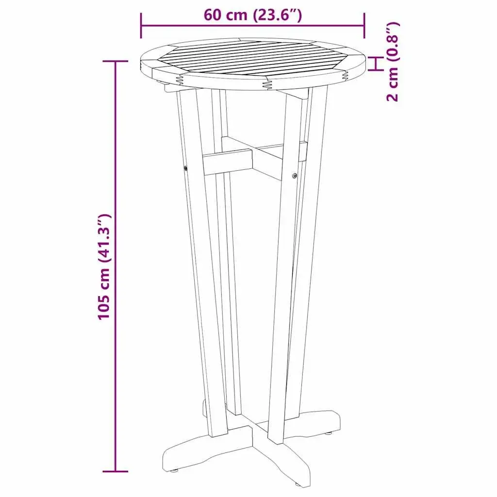 Garden Bar Table High Top Ø60x105cm Solid Acacia Wood Brown