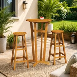 Friendly Acacia Wood Bar Set for Your Living Area