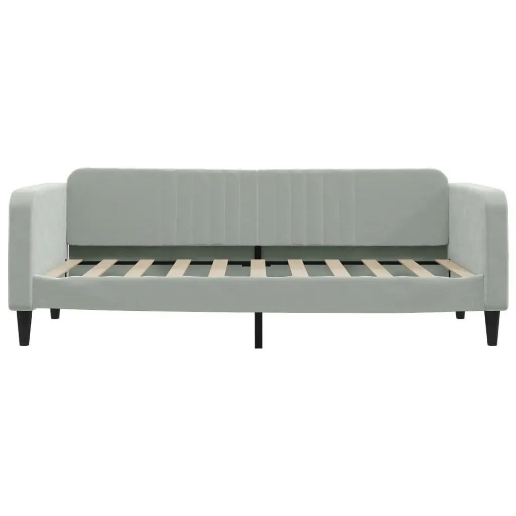 Daybed with Trundle Sofa Bed Frame Grey 90x190 cm Wood Metal Velvet Modern