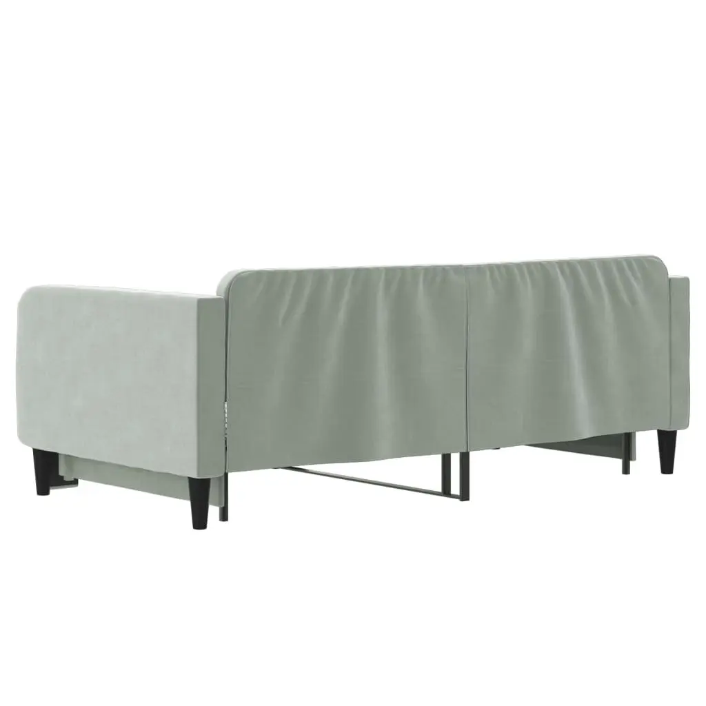 Daybed with Trundle Sofa Bed Frame Grey 90x190 cm Wood Metal Velvet Modern