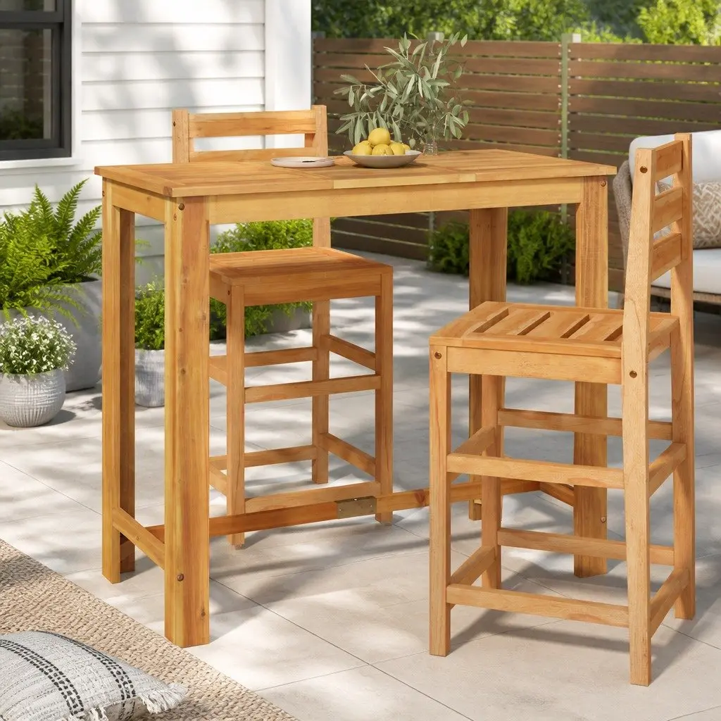 Garden Bar Table Solid Acacia Wood Brown 120x60x105 cm