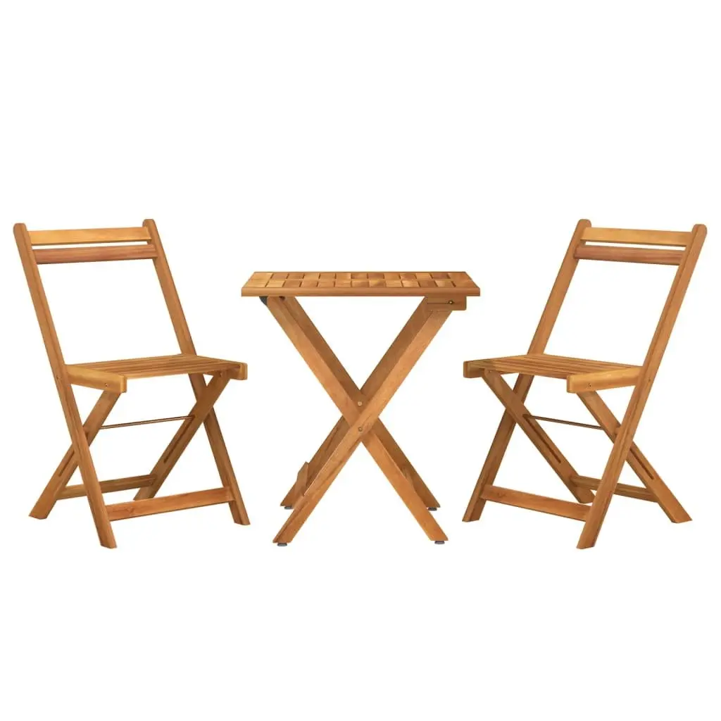 Folding Bistro Set Solid Acacia Wood 3 Piece Outdoor Garden Dining Furniture