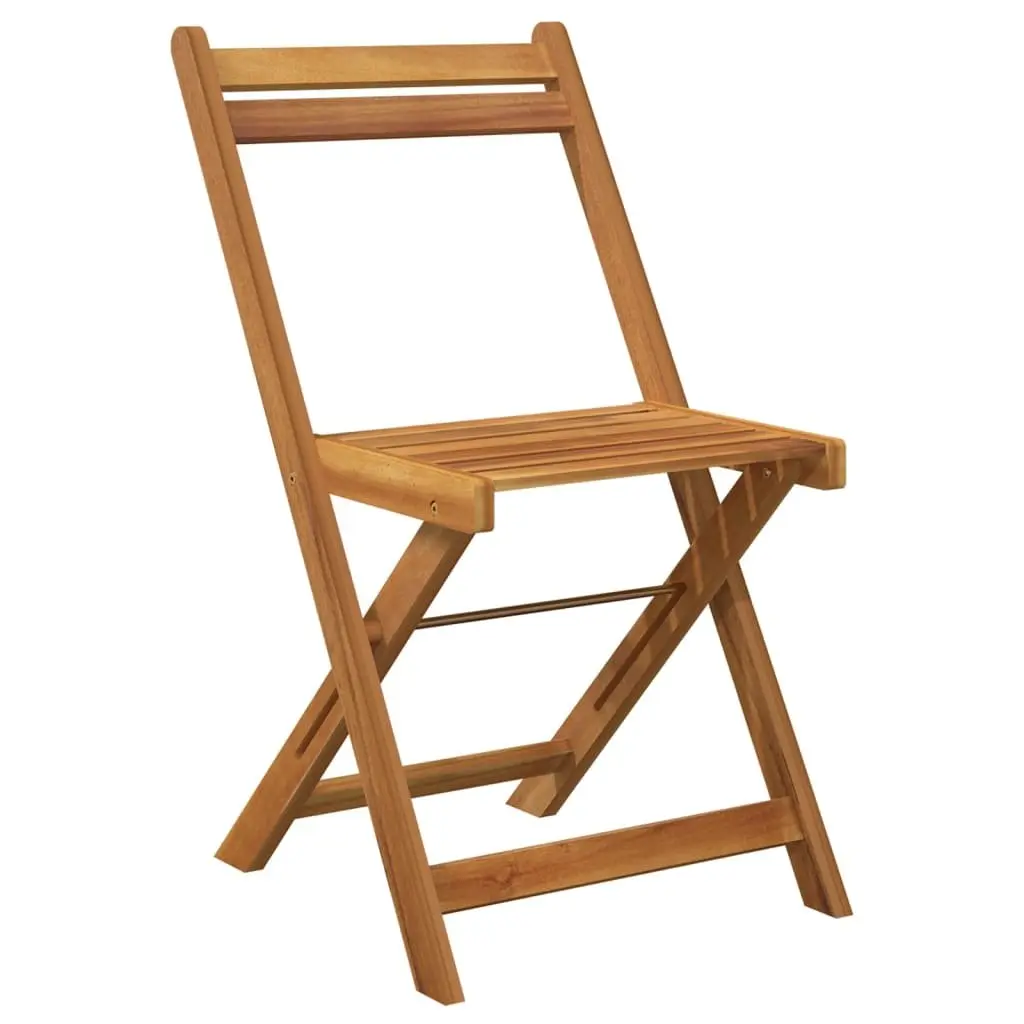 Folding Bistro Set Solid Acacia Wood 3 Piece Outdoor Garden Dining Furniture