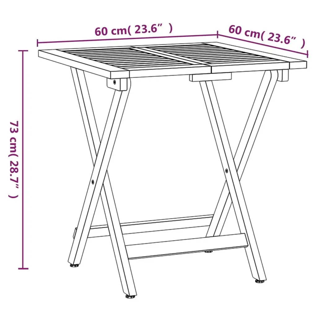Folding Bistro Set Solid Acacia Wood 3 Piece Outdoor Garden Dining Furniture