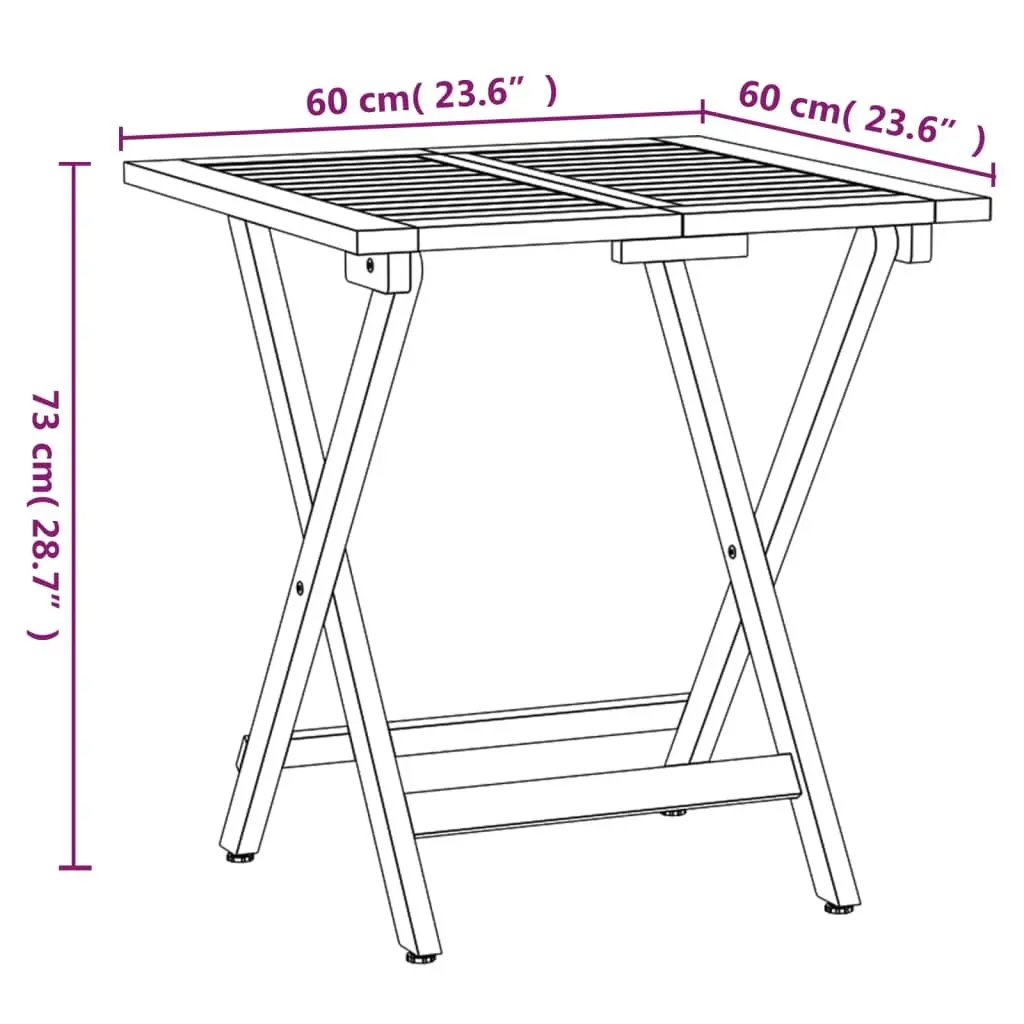 3 Piece Folding Bistro Set Solid Acacia Wood with Cushions Outdoor Garden Dining Furniture