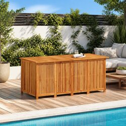 Outdoor Garden Storage Box 200x80x75cm Brown Wooden Deck Bench Seat