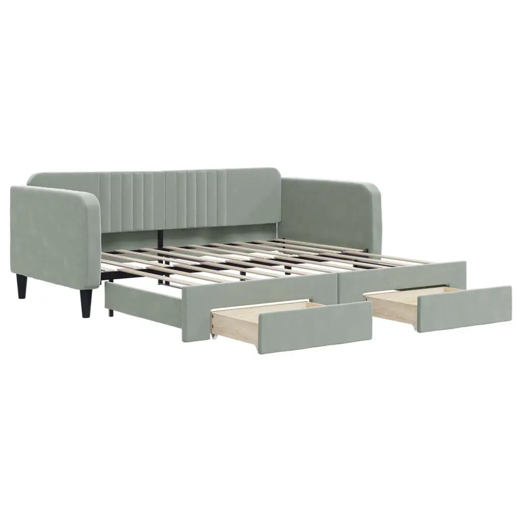 Daybed with Trundle and Drawers Storage Sofa Bed Grey 90x190 cm Guest