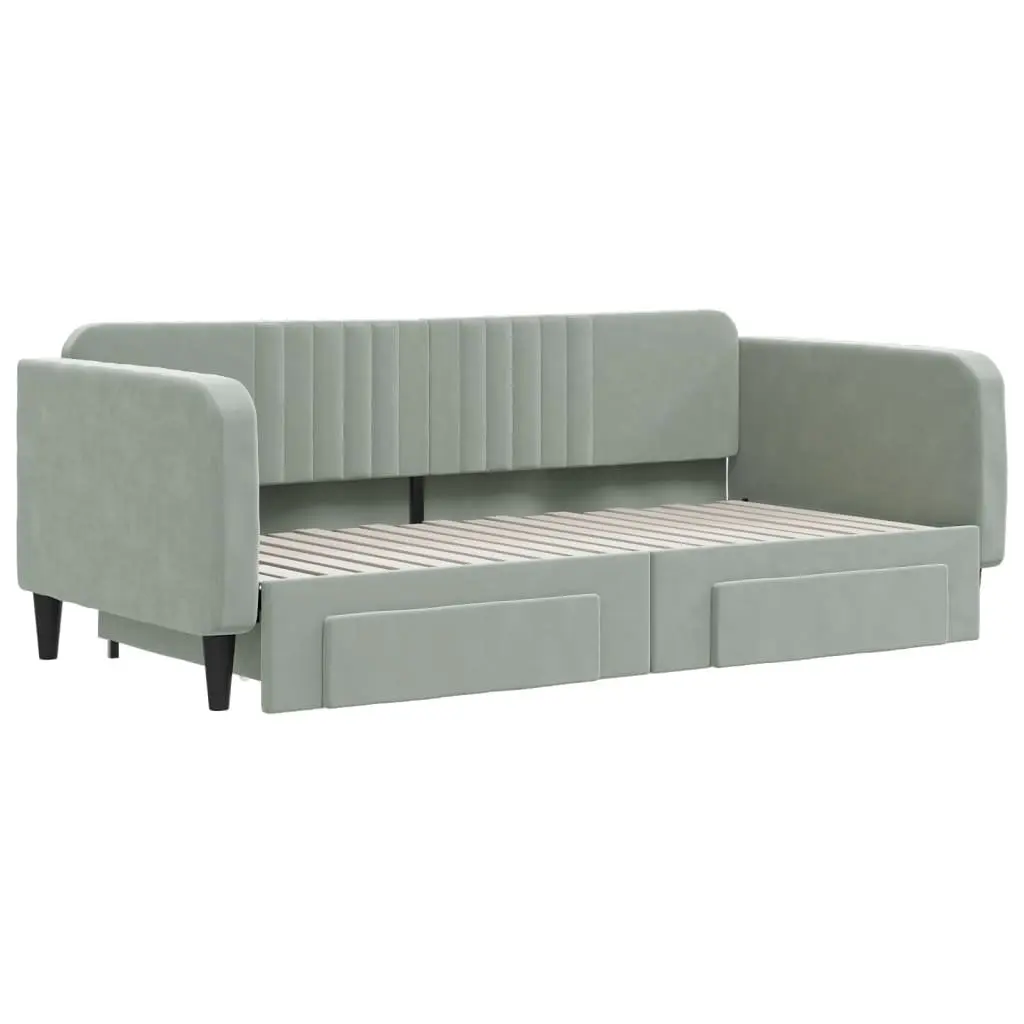 Daybed with Trundle and Drawers Storage Sofa Bed Grey 90x190 cm Guest