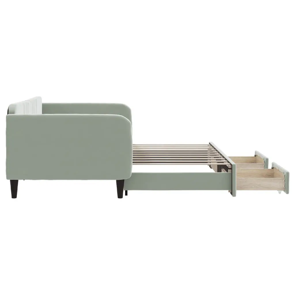 Daybed with Trundle and Drawers Storage Sofa Bed Grey 90x190 cm Guest