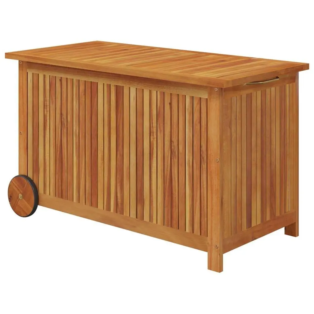 Garden Storage Box Wheels 90x50x58 cm Outdoor Wooden Furniture Deck Patio Acacia
