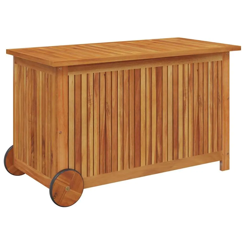 Garden Storage Box Wheels 90x50x58 cm Outdoor Wooden Furniture Deck Patio Acacia