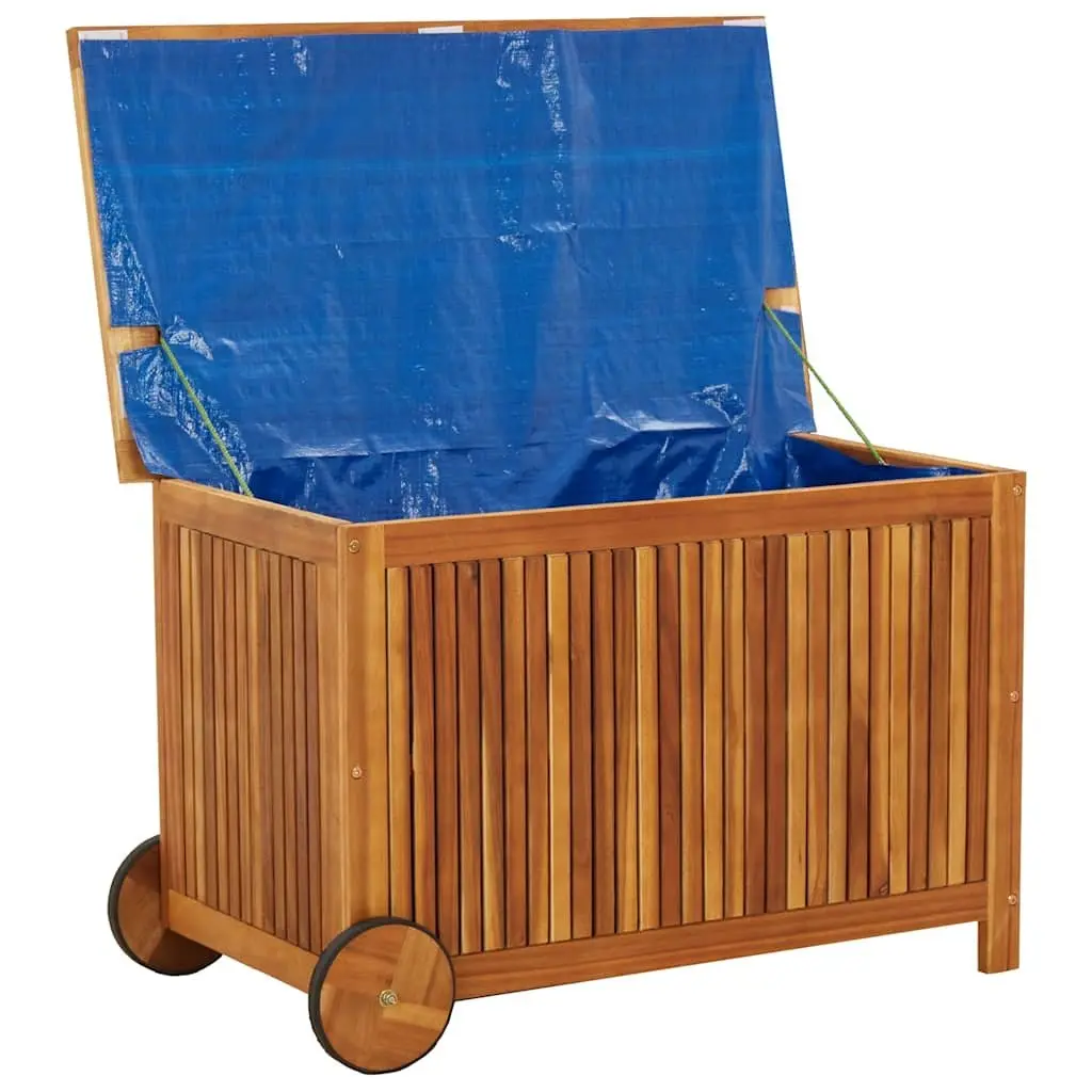 Garden Storage Box Wheels 90x50x58 cm Outdoor Wooden Furniture Deck Patio Acacia