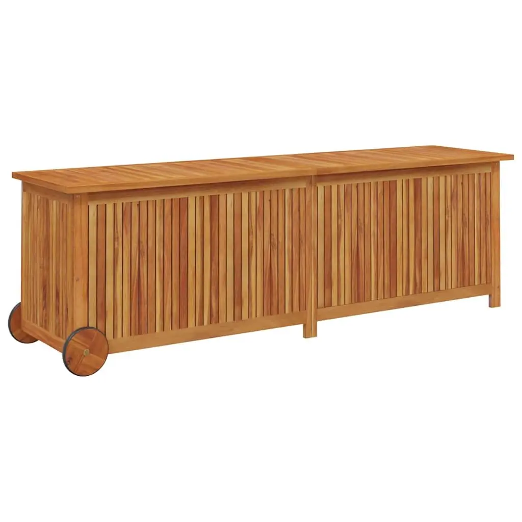Garden Storage Box Solid Wood Brown with Wheels 150x50x58cm
