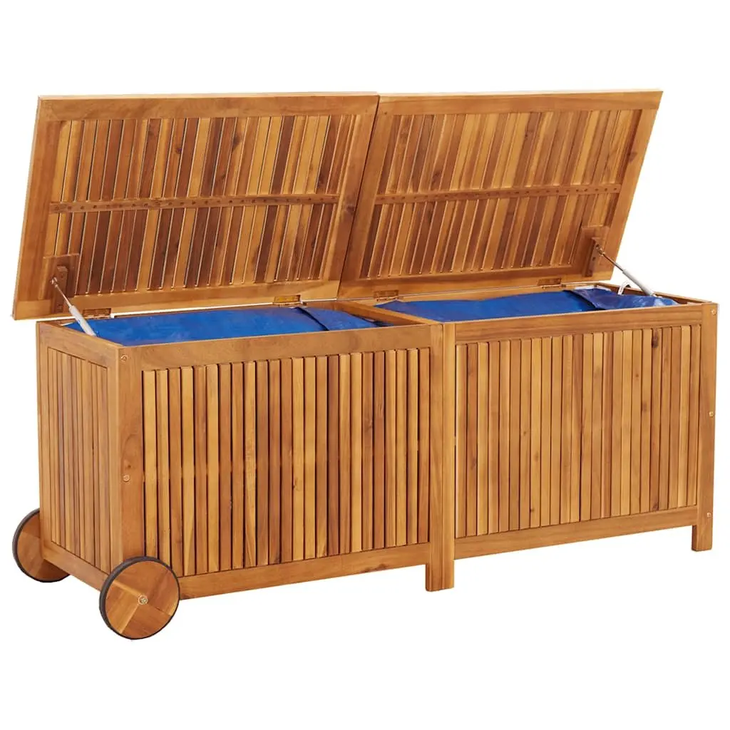 Garden Storage Box Solid Wood Brown with Wheels 150x50x58cm