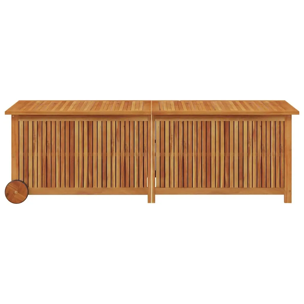 Garden Storage Box Solid Wood Brown with Wheels 150x50x58cm