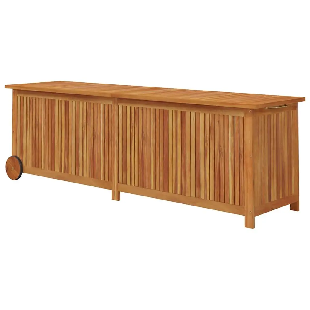 Garden Storage Box Solid Wood Brown with Wheels 150x50x58cm