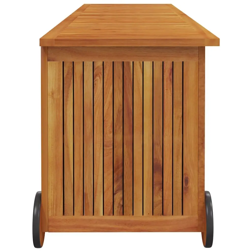 Garden Storage Box Solid Wood Brown with Wheels 150x50x58cm