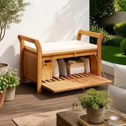 Discover the 91cm Garden Storage Bench with Cushion