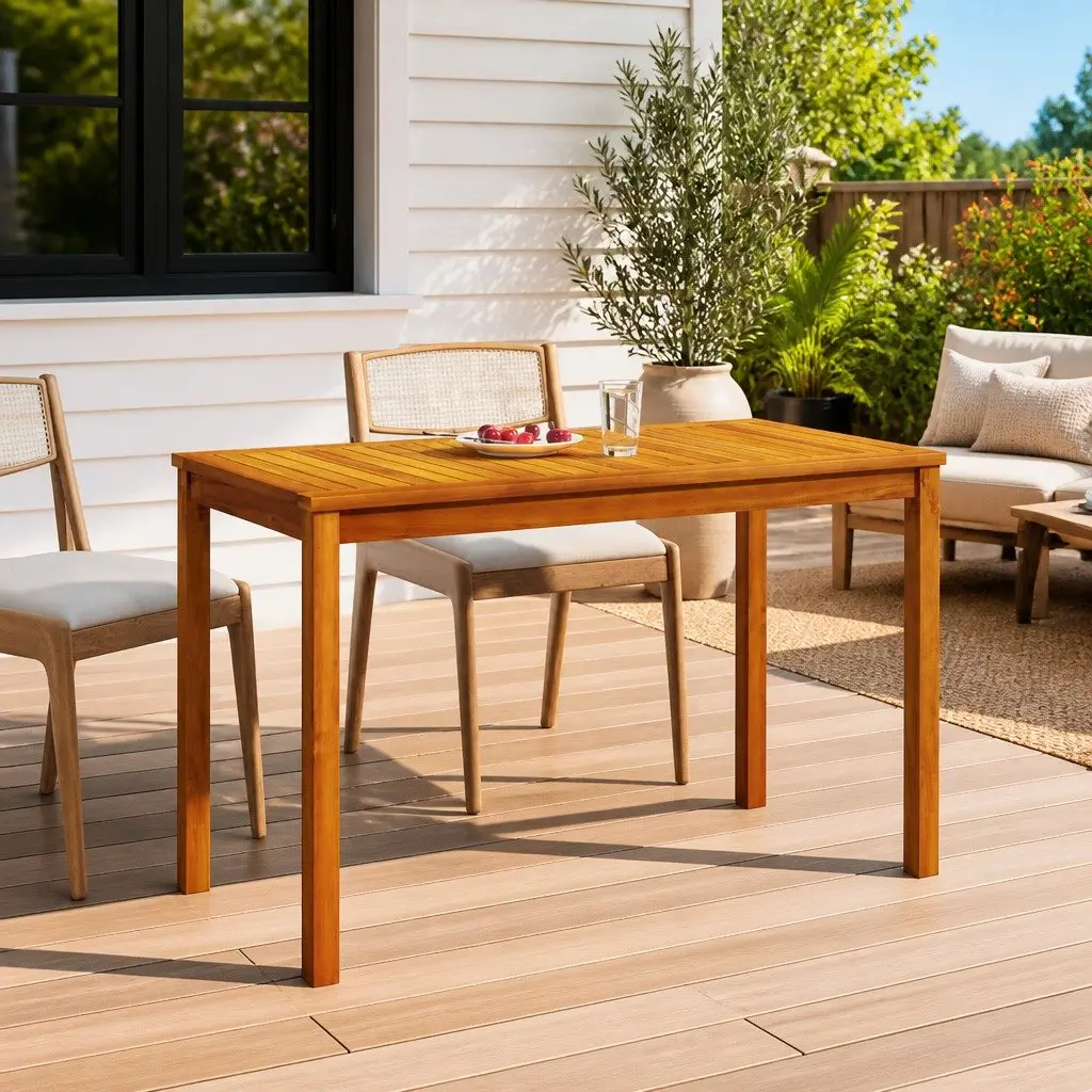 Solid Acacia Wood Garden Dining Table Outdoor Patio Furniture Brown 110x55x67cm