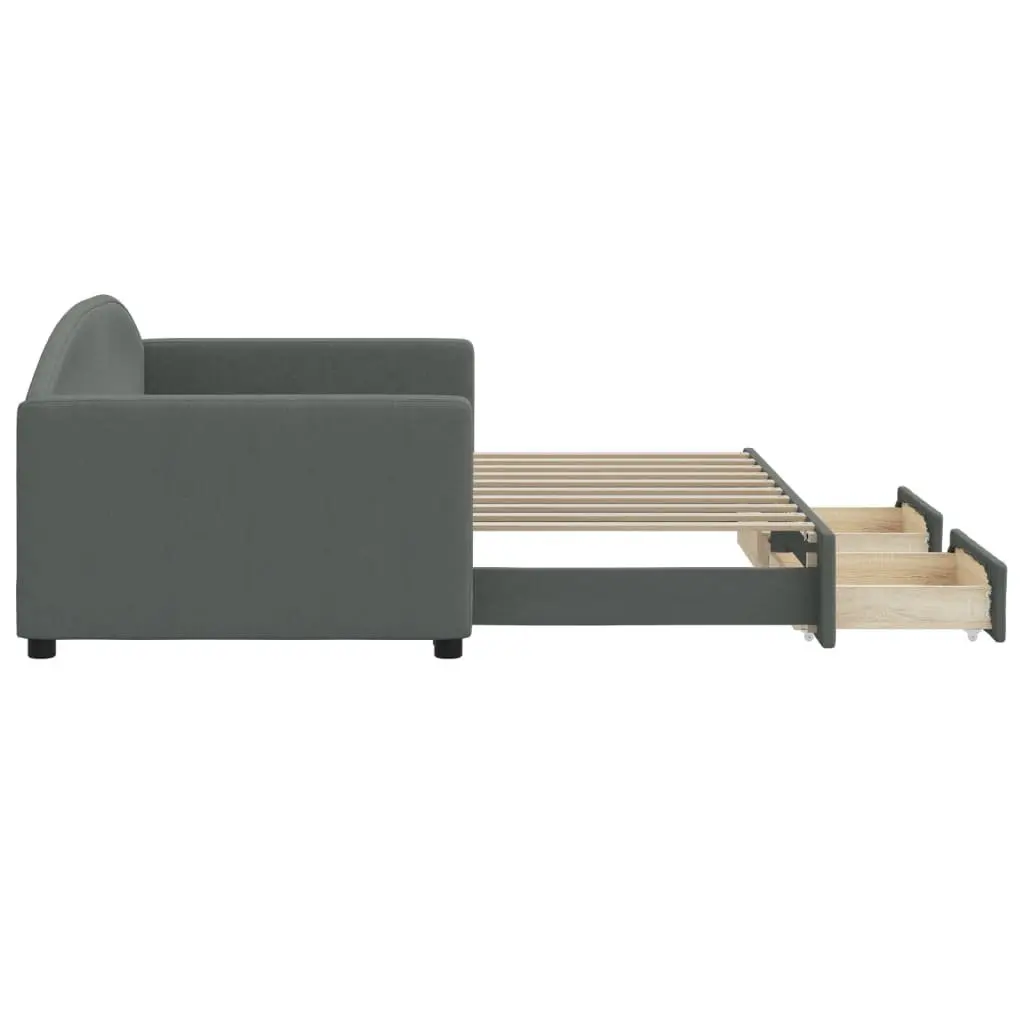 Daybed with Trundle and Storage Drawers Grey