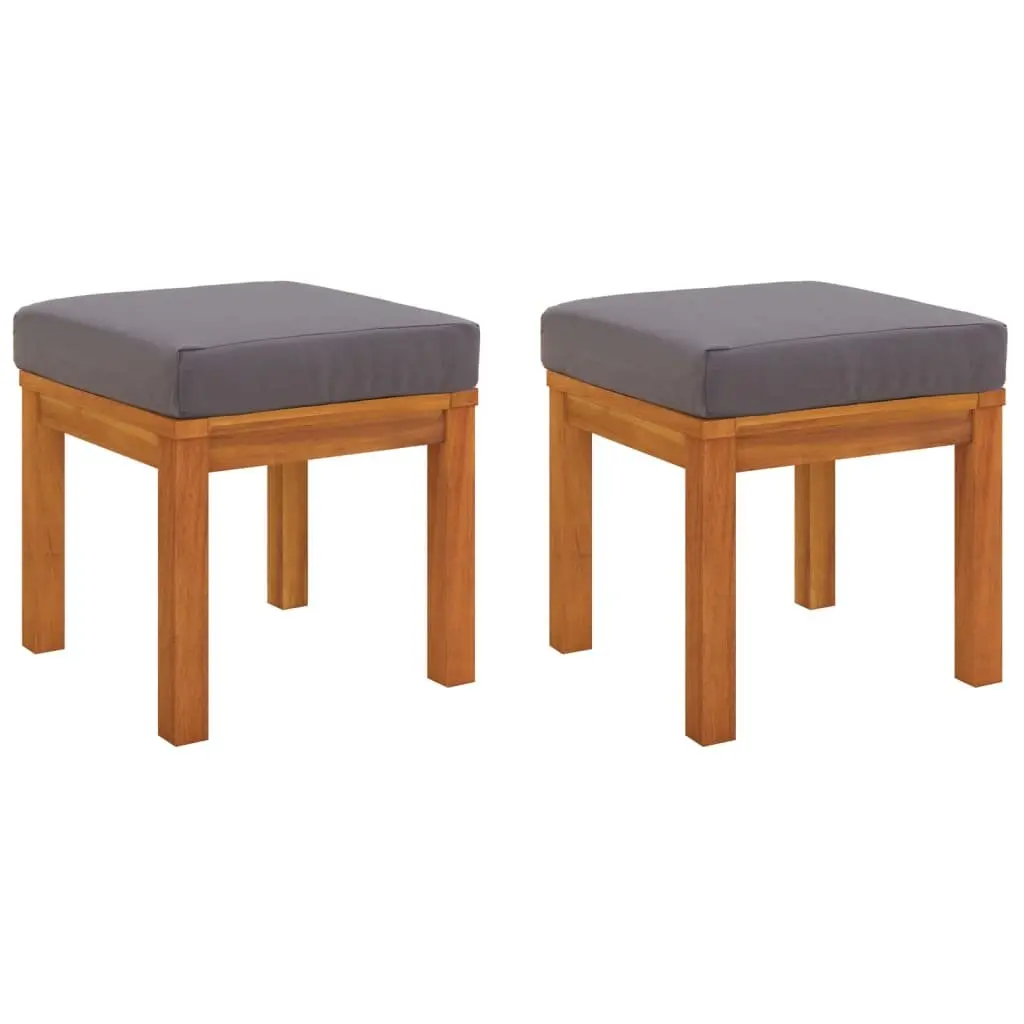 Outdoor Dining Set Acacia Wood Cushioned 3 Piece Grey