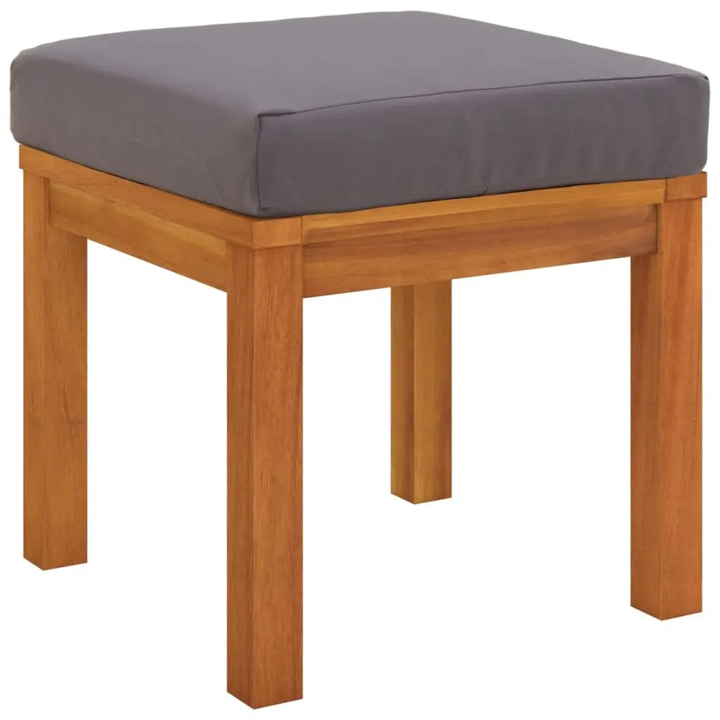 Outdoor Dining Set Acacia Wood Cushioned 3 Piece Grey