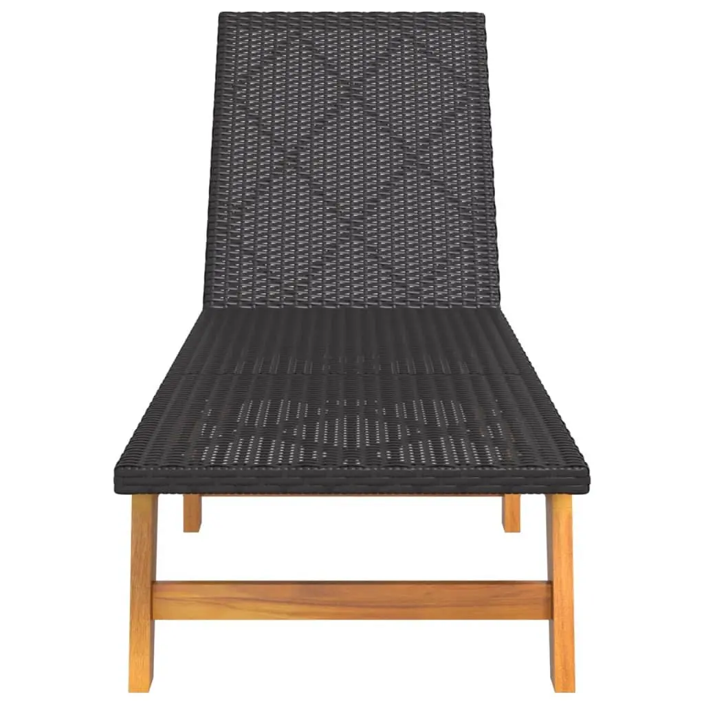 Sun Lounger Black Reclining Chair Garden Patio Pool Lounger Adjustable Backrest